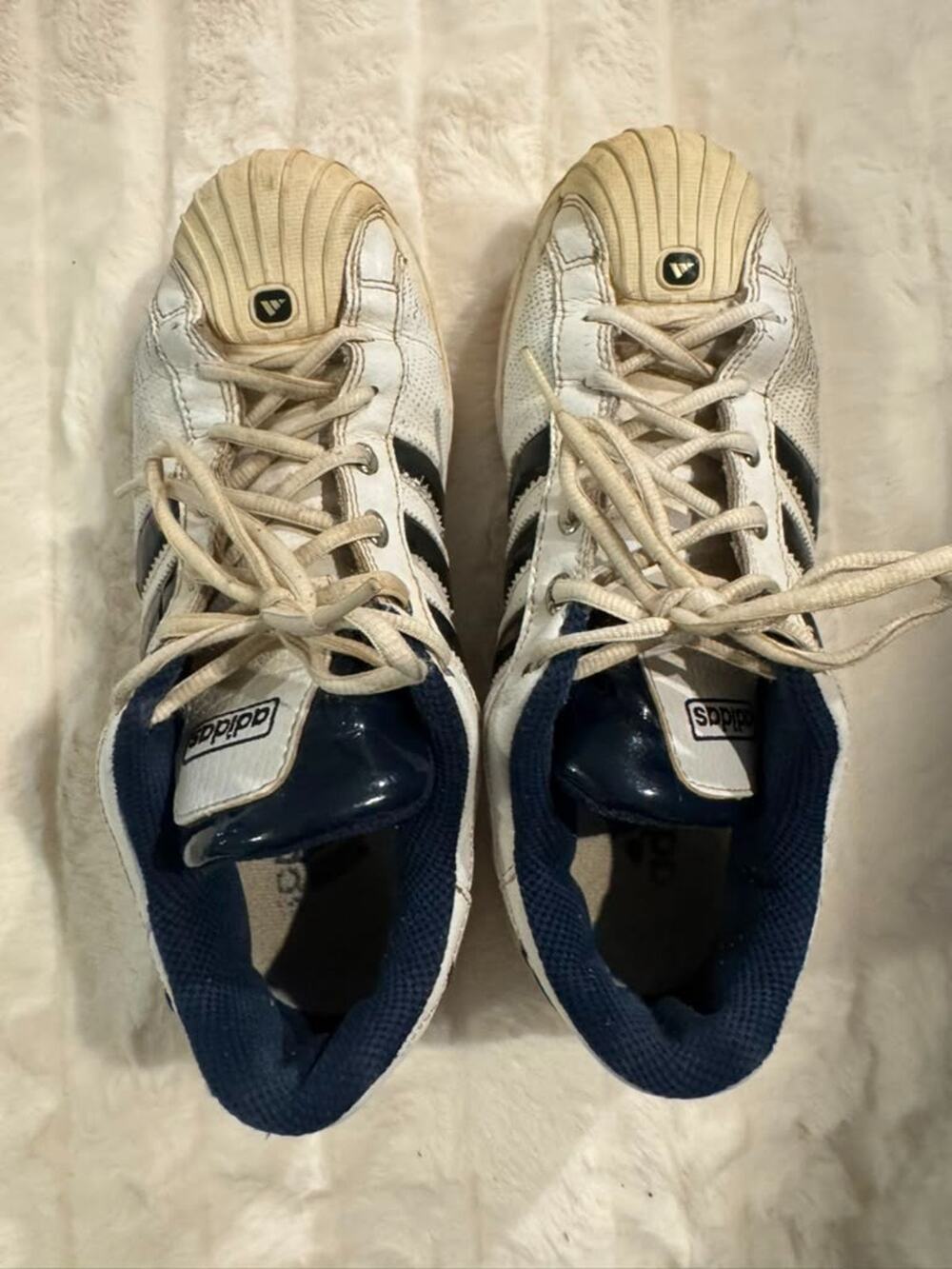 adidas Kids White Navy Lace Up Sneakers Shoes Size US 6 UK 5.5 Pre-Owned